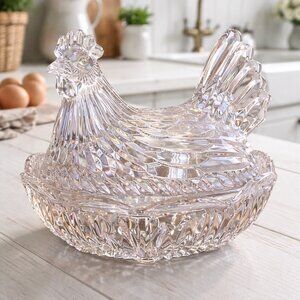 Vintage Marquis by Waterford Hen on Nest Egg Holder Dish Clear Crystal Glass